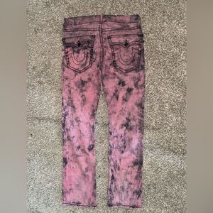 Men’s True Religion Jeans Size 33 pink and black tye dyed
